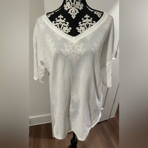 Dokotoo Waffle Knit White V-Neck Short Sleeve Top